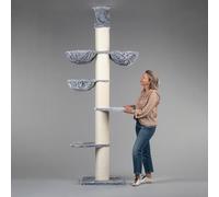 RHRQuality Árbol rascador para Gatos Grandes - Maine Coon Tower Plus - 245 a 265 cm de Altura - con Postes de sisal Extra Gruesos de 20 cm - Gris Claro