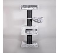 RHRQuality Árbol rascador para Gatos Grandes - Royalty Retreat - 150 cm de Altura - Varios Gatos - con casita de Juegos - Blackline Gris Claro