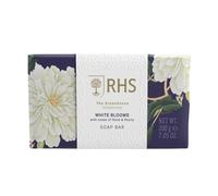 RHS Flower Show White Blooms - Jabón en barra con notas de bergamota, rosa y vainilla, limpia suavemente y deja la piel suavemente perfumada, 200 g