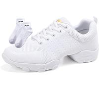 RHSMQ Zapatos De Baile para Hombres, Zapatos De Baile De Deportes Casuales, Adulto De Los Hombres Volando Tejido De Malla Suave Aptitud Suave Fitness Four Seasons Dance Shoes(43, White)