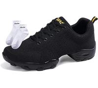 RHSMQ Zapatos De Baile para Hombres, Zapatos De Baile De Deportes Casuales, Adulto De Los Hombres Volando Tejido De Malla Suave Aptitud Suave Fitness Four Seasons Dance Shoes(42, Black)