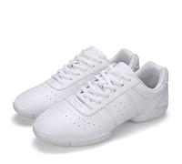 RHSMQ Zapatos de danza para niños adultos aeróbicos animadoras Fitness Zapatos Gimnasia Danza Transpirable Comodidad Suave Zapatos de cuatro estaciones (40, Blanco)