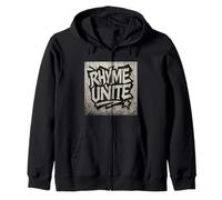 Rhyme Unite Graffiti Tributo Hip Hop Rapero Vieja Escuela Sudadera con Capucha