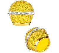 RhymKawa Bling Gold - Funda de micrófono compatible con Shuer SM58, SM48 con cable e inalámbrico, cartucho de micrófono de malla esférica, paquete de 4