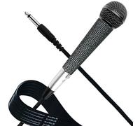 RhymKawa Micrófono vocal 58 con cable XLR, cuerpo fundido a presión negro y funda de mango de diamantes de imitación brillantes para KTV, canto, DJ, iglesia, presentación, grabación
