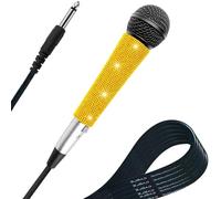 RhymKawa Micrófono vocal 58 con cable XLR, cuerpo fundido a presión negro y funda de mango dorado brillante para KTV, canto, DJ, iglesia, presentación, grabación