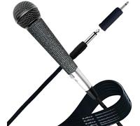 RhymKawa Micrófono vocal con cable XLR, cuerpo fundido negro y funda de mango de diamantes de imitación brillantes para KTV, canto, DJ, iglesia