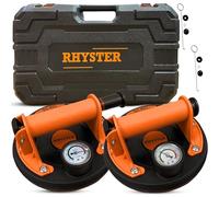 RHYSTER® 2x Ventosas para Azulejos con Manómetro - Diámetro 200mm - Soportan hasta 300KG - Ideal para Azulejos, Cristales, Parabrisas, Muebles - Kit de Recambio de Válvula Incluido