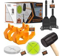 RHYSTER® Kit de crucetas autonivelantes de 3 mm - Starter Pack - 302 Unidades | 100 Clips + 100 cuadrantes + 100 Protecciones + mazo + Nivel de Burbuja Incluido | Colocación fácil y precisa