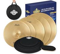 Rhythm Bytes Paquete de platillos con almohadillas de silencio de tambor, juego de 12 platillos y almohadillas silenciadoras de tambor, juego de platos silenciosos de 14, 16, 18, 20 pulgadas, paquete