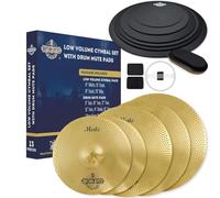 Rhythm Bytes Paquete de platillos con almohadillas de silencio de tambor, juego de 12 platillos y almohadillas silenciadoras de tambor, juego de platos silenciosos de 14, 16, 18, 20 pulgadas, paquete