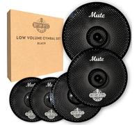 Rhythm Bytes Paquete de platillos de bajo volumen | Juego de platillos silenciosos de 5 piezas | Platillos silenciosos para tambores - Sombreros altos de 14 pulgadas, platillos de choque de 16 y 18