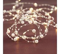 Rhytsing 4.5M 36 LED Guirnalda de Perlas Blancas con Temporizador, Cadena de Luces con Pilas, luces de Hadas para Decoración de bodas, fiestas de Navidad