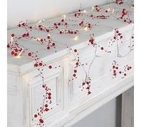 Rhytsing 4.5M 36 LED Guirnalda de Perlas Rojas con Temporizador, Cadena de Luces con Pilas, luces de Hadas para Decoración de bodas, fiestas de Navidad