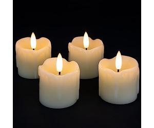 Rhytsing 4 Velas votivas sin llama cera real con temporizador, velas de pilas con llama para corona de Navidad, 5cm x 5cm