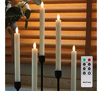 Rhytsing 5 Velas LED Blancas Largas, Velas a Pilas con Mando a Distancia para Navidad Decoración, diseño rústico, Mando a distancia y pilas incluidas, Altura 25cm (blanco)