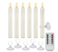 Rhytsing 6 Velas Cónicas LED para Ventana con Ventosas y Control Remoto, Velas de Navidad con Temporizador y Función Regulable, Altura 17,5 cm