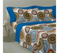 Riad Arredo Juego de sábanas completo de 100% algodón suave de percal hecho a mano. Juego de sábanas bajeras con goma elástica, sábanas encimeras y fundas de almohada (Desegual, matrimonial)