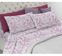 Riad Arredo Lara - Juego de sábanas de franela 100% cálido algodón antipunalinas - Juego de sábanas suaves - Made in Italy (Lara rosa, matrimonial)