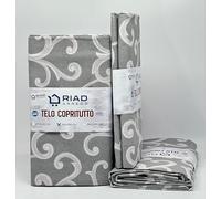 Riad Arredo Tela decorativa para sofá - Cubretodo multiusos GranFoulard colcha de algodón - Tela robusta (gris, 2 plazas - 250 x 280 cm)