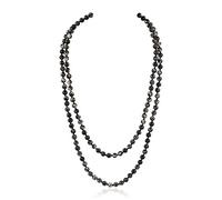 Riah Fashion Collar de cuentas versátil de 60 pulgadas de largo, hecho a mano con nudos infinitos de múltiples capas, brillante Rondelle, piedra natural semipreciosa, lava, perla de cristal