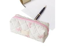 Riaisttd Aesthetic Pencil Pouch, Bow Pattern Pen Bag, Portable Stationery Case, Stylish Design, Multi Purpose Storage, 7.87x3.15x3.15 inches for School Supplies, Toiletries, Cosmetics, Rosa,