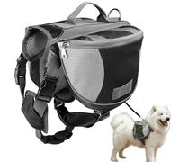Riaisttd Arnés para Perro con Bolsillos | Con Bolsillos Laterales Suministros Ajustables - Mochila para Perro,para Camping Viaje Diario Coche Avión Aeropuerto Salida Compras Taxi Urbano