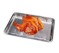 Riaisttd Bandeja de horno, de acero inoxidable con rejilla para utensilios de horno - Bandeja de metal antiadherente - Para cocina doméstica, cocina, parrilla, barbacoa, restaurante, tarta o pan