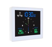 Riaisttd Bathroom Alarm Clock, Silent Non-Ticking Battery Operated Clock, Indoor Temperature Humidity, (Black/White) 4 .65 * 4.13 * 1.38inch/39.37inches for Shower