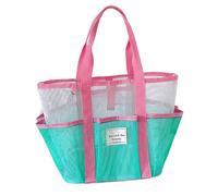Riaisttd Beach Bag Tote, Large Mesh Bag, Women's Shoulder Pack, Reusable Lightweight Design, Spacious Storage Capacity, 11.22x7.2x19.09 Inches, for Resort, Lake, Vacation, Boat, Picnic, Pink Carry