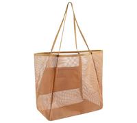 Riaisttd Beach Tote Bag, Mesh Storage Carrier, Large Capacity Organizer, Foldable Lightweight Design, 26.77x13.98x6.69 Inches, Reusable Multi-Pocket Holder for Camping, Hiking, School, marrón,