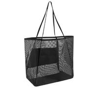 Riaisttd Beach Tote Bag, Mesh Storage Carrier, Large Capacity Organizer, Foldable Lightweight Design, 26.77x13.98x6.69 Inches, Reusable Multi-Pocket Holder for Camping, Hiking, School, Negro ,