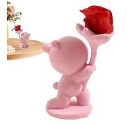 Riaisttd Bear Decorations, Always and Forever Flower Bear Figure, Romantic Flocking Desk Decoration, 4,33 x 1,97 pulgadas, Ideal para el día de la madre, San Valentín y cumpleaños