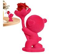 Riaisttd Bear Decorations, Always and Forever Flower Bear Figure, Romantic Flocking Desk Decoration, 4,33 x 1,97 pulgadas, Ideal para el día de la madre, San Valentín y cumpleaños