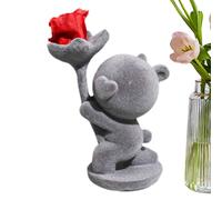 Riaisttd Bear Decorations, Always and Forever Flower Bear Figure, Romantic Flocking Desk Decoration, 4,33 x 1,97 pulgadas, Ideal para el día de la madre, San Valentín y cumpleaños