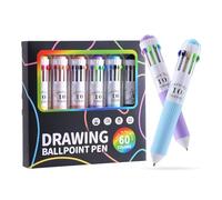 Riaisttd Bolígrafo, bolígrafo multicolor de 6 piezas para escribir, de retractable con flujo suave de tinta, suministros escolares de oficina juguetes divertidos para bibliotecas