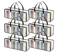 Riaisttd Bolsas porta DVD para almacenamiento | 6 organizadores apilables para soportes multimedia | Soporte fundas DVD y organizador | para discos de videojuegos, librería doméstica y