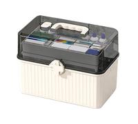 Riaisttd Caja de almacenamiento de medicina grande, caja de organizadores de medicina | Caja de soporte organizador de medicina de 3 capas | Accesorios de seguridad para contenedores médicos de