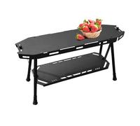 Riaisttd Camping Table Foldable, Portable Aluminum, Alloy Camping Storage Racks, 25.98x8.07x3.15 Inches, Lightweight Camp Shelf, Easy Assembly Cook Station for Outdoor