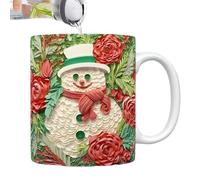 Riaisttd Christmas Ceramic Travel Mug, Coffee Cup, Holiday Drinking Mugs, Festive Ceramic Mugs, Christmas Coffee Mug 9.5x8cm/3.74x3.15 Inches for Whiskey, Juice, Bee,r Water and Soup