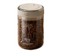Riaisttd Coffee Bean Holder, Glass Kitchen Storage Jar 11.4x11.2x11.3cm, Leak-Proof Vacuum Coffee Canister with Airtight Lid Seal for Beans, Tea, Flour, Glass+ABS