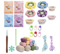 Riaisttd Complete Crochet Kit for Beginners, Flower Pot Coasters Crochet Project, Step-by-Step Video Tutorials, Perfect Knitting Supplies for Kids and Adults, Crochet Craft Set