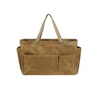 Riaisttd Cooking Utensils Storage Bag, Waxed Canvas Waterproof Camping Utensil, 46x17.5x28cm/18.11x6.89x11.02 inches Large Multifunctional Garden Tool Storage Tote for Cookware, Picnic, verde caqui