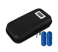 Riaisttd Cooling Bag for Medication, Compact Ice Pack Organizer, Reusable Insulated Case, 8.27x3.94x2.36 Inches, Built In Temperature Display, for Business Trips, Outdoor Travel, School, Negro ,