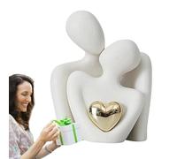 Riaisttd Couple Hugging Figurine, Romantic Abstract Figure, Aesthetic Couple Figurines, (White/Black), White ceramic, Modern and Simple For Entryway, Bookshelf, Bedroom, Living Room