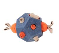 Riaisttd Dog Treat Dispenser, Interactive Chew Ball, Squeaky Enrichment Toy, 13,5 x 13 x 11 cm Teeth-Cleaning Puzzle Feeder, Soft Rubber Boredom, for Sniffing, Playing and Mental Stimulation