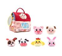 Riaisttd Farm Playset, Cute Stuffed Animal Pretend Play Set, Plush Barn House Carrier with Mirror, Interactive Role Playing Toy, Easter Basket Stuffer, Navidad, regalo de cumpleaños