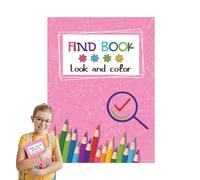 Riaisttd Find Book Look and Color, Cartoon Character Coloring Pages for Kids and Teens, 11.22 x 8.27in Thick Design Interactive Toy, Look and Find Fun Activity for Home, Library, or Travel