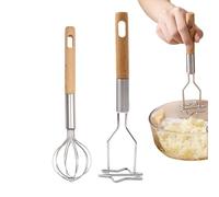 Riaisttd Herramienta trituradora de patatas, batidor y exprimidor de cocina resistente, triturador manual de alimentos para cocinar puré de patatas, aguacates, frijoles, frutas y verduras, accesorio