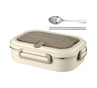 Riaisttd Insulated Food Container, Hot Meal Storage Box, Stainless Steel Divided, 9.06x6.5x2.95 Inches, Leak Proof & Olor-Resistant, with Spoon and Chopsticks, for Beach, Daycare
